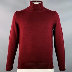 ZANONE Size 44 Burgundy Virgin Wool Knit Turtleneck Sweater